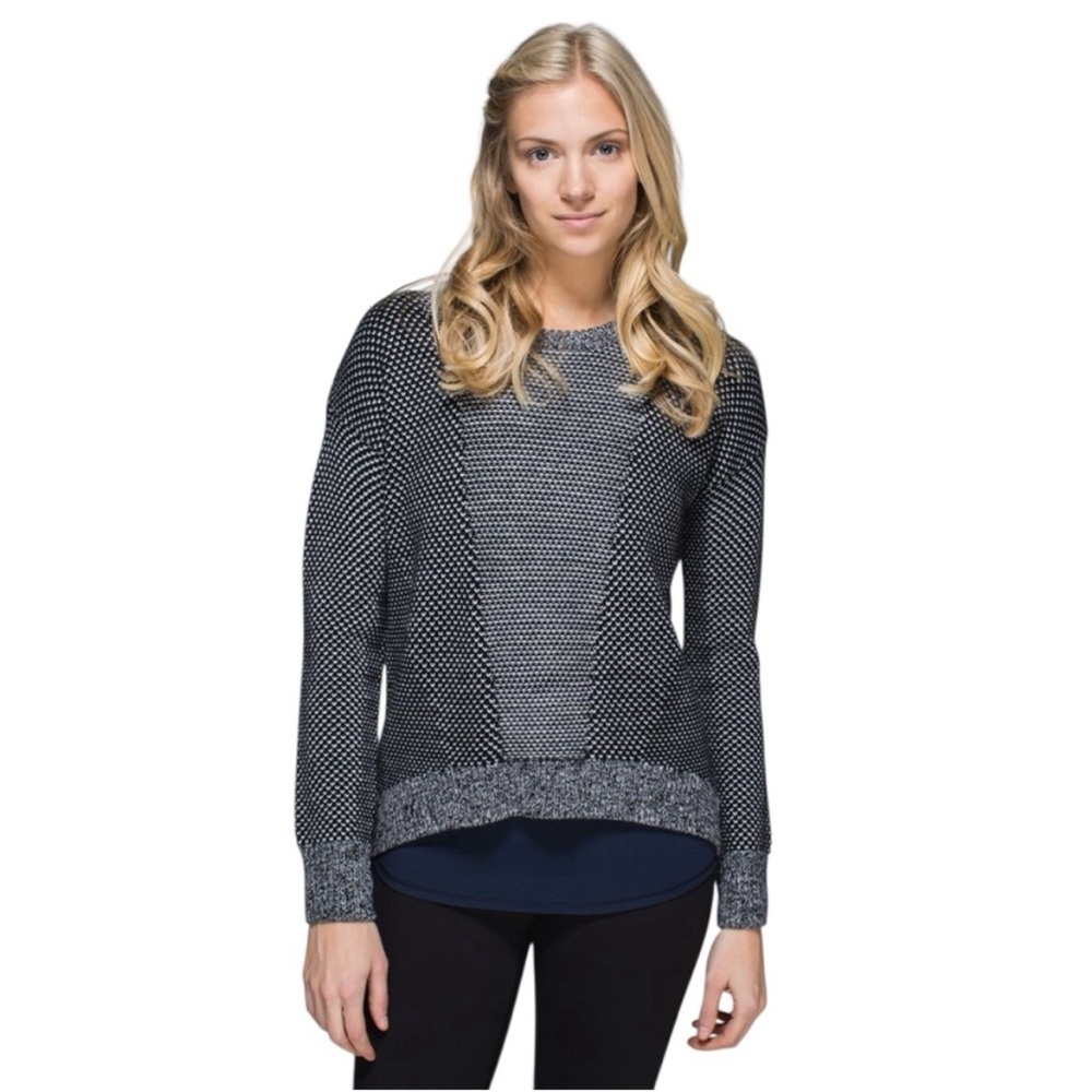LULULEMON Yogi Black and White 100% Merino Wool Crewneck Sweater